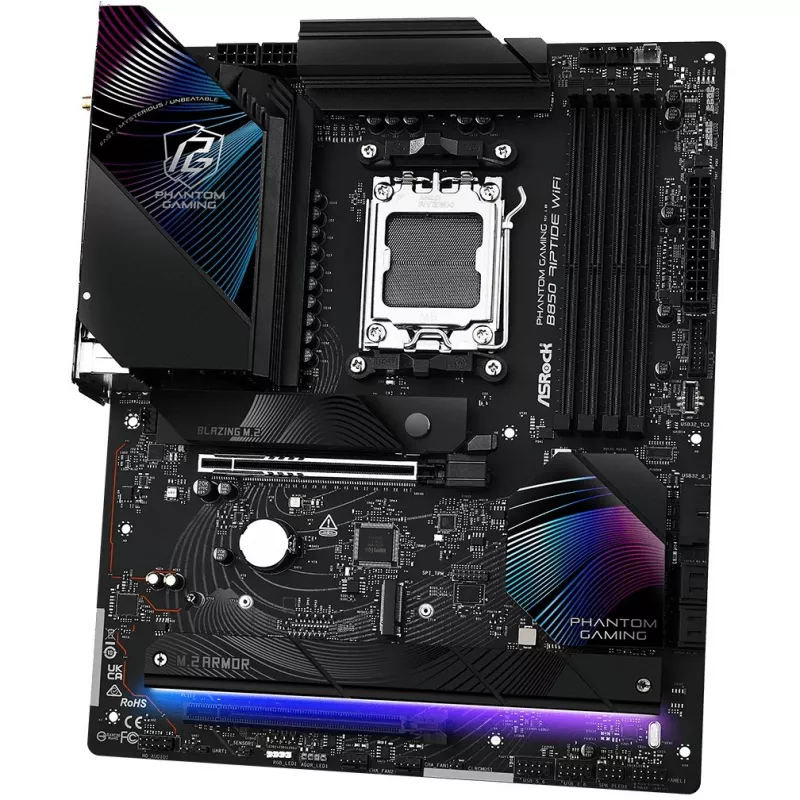 Mainboard ASRock Phantom Gaming B850 Riptide WiFi — AMD B850, Socket AM5, ATX, DDR5, 4x M.2, Wi‑Fi 7, 2.5Gb LAN