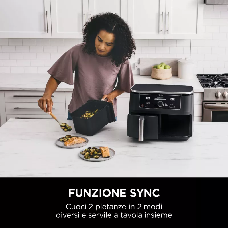 Ninja AF400EU Heißluftfritteuse Doppel 9,5 L Stand-alone 2470 W Heißluftfritteuse Schwarz