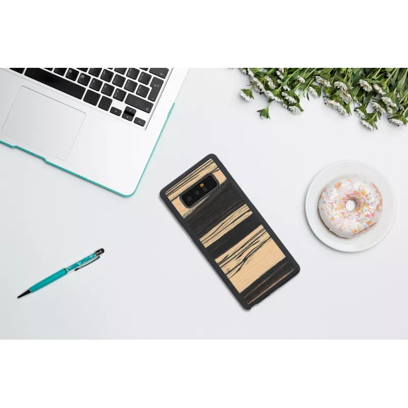 Smartphone-Hülle man and wood für Samsung Galaxy Note 8 — weißes Ebenholz schwarz Finish