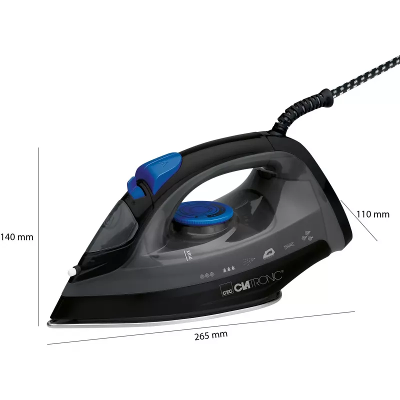 Iron CLATRONIC DB 3703 — Dry & Steam iron, Stainless Steel soleplate, 1800 W, Schwarz/Grau