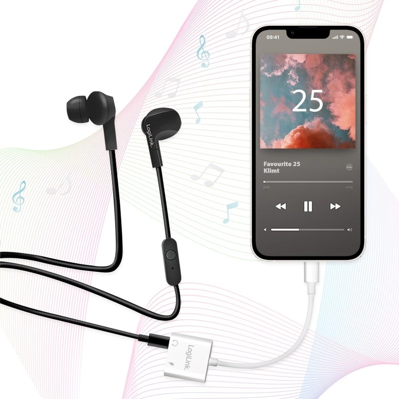LogiLink USB-C Audio Adapter USB-C/M auf 2x USB-C/F 60W PD weiß