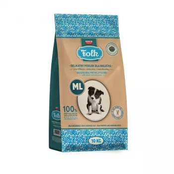 FOLK Junior Mittelgroße und große Rassen Schonende Mahlzeit für Welpen mit Kaninchen, Kalb und Karotte - Trockenfutter für Hunde - 10kg