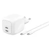 Indoor-AC-Schnellladegerät Belkin WCH020KQ2MWH-B6 – 2x USB-C, 2 m integriertes Kabel, weiß