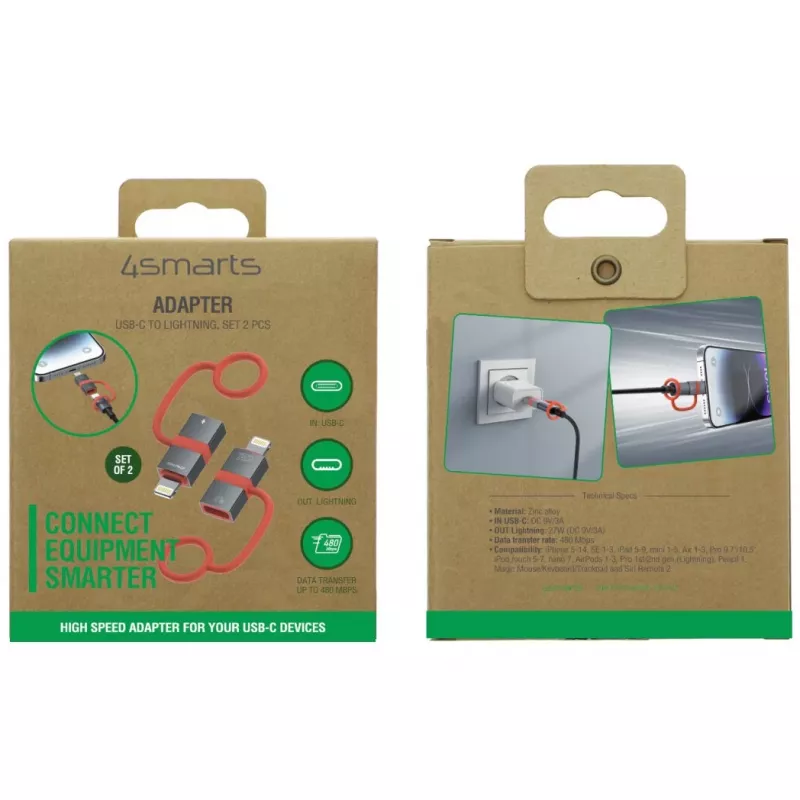 USB-C auf Lightning Adapter 4smarts 541522, 27W PD, 2er-Pack
