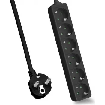 Power strip helos CLASSIC 6-socket Schwarz 3.0 m Kabel