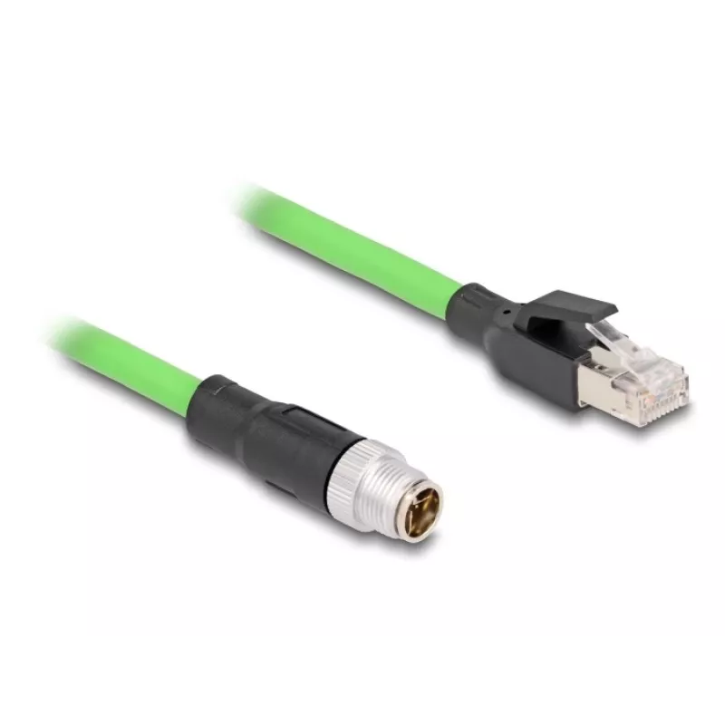 Netzwerkkabel DeLOCK M12 Kabel X-kodiert 8-polig Stecker auf RJ45 Stecker PUR (TPU) 1 m