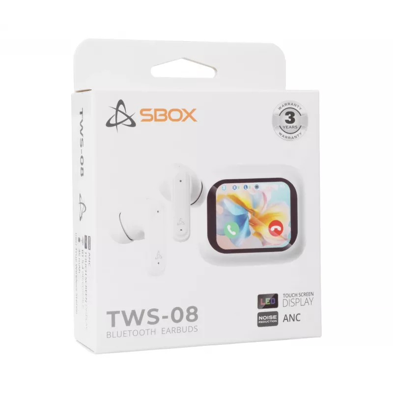 Kopfhörer SBOX EB-TWS08-W Touch-Screen-Display Weiß