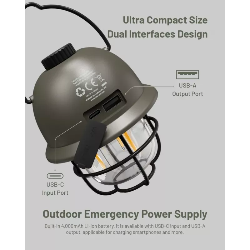 USB-betriebene Campinglaterne Nitecore LR40 100 lm Oliv
