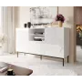 ABETO Kommode auf schwarzer Stahlrahmen 150x42x90 weiß/glänzend weiß