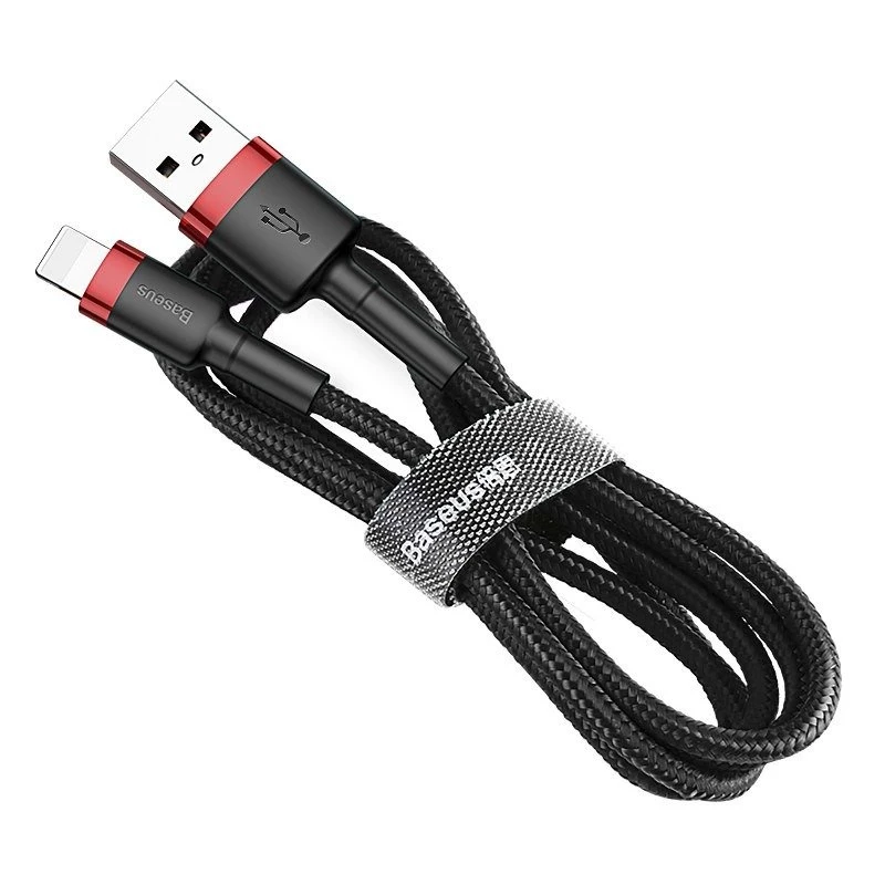 USB-A auf Lightning Kabel Baseus Cafule 2.4A QC 3.0, 1 m — schwarz/rot