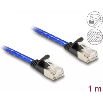 Netzwerkkabel DeLOCK RJ45 flach Cat.6A 1m blau