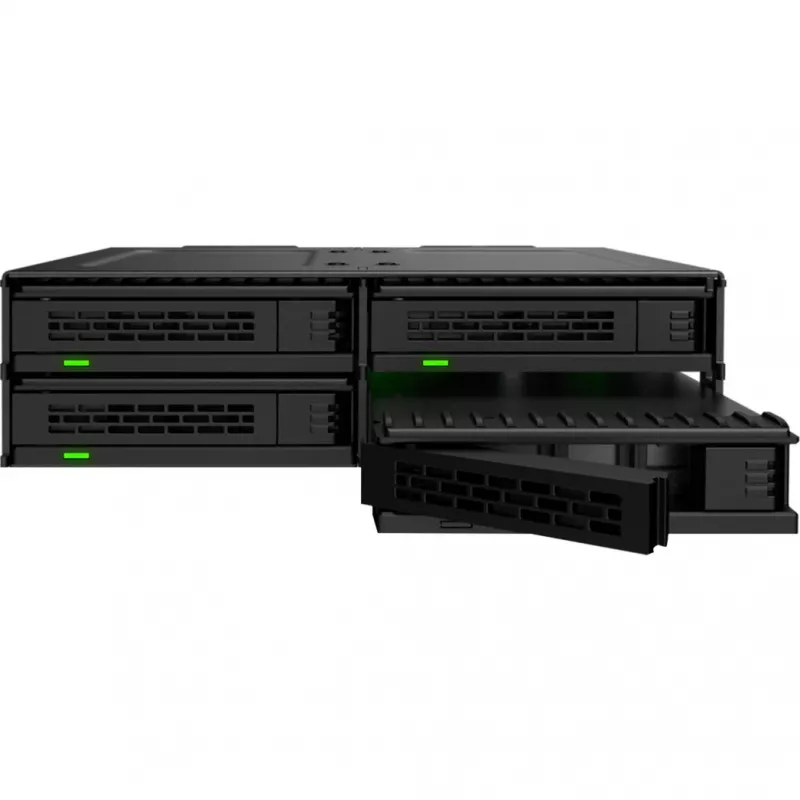 ICY DOCK - MB324V4P-B - ExpressCage - 4-Bay 15?mm U.2/U.3 SSD Wechselrahmen für 5,25-Einbauschacht  Werkzeugloses SSD-Montagesystem