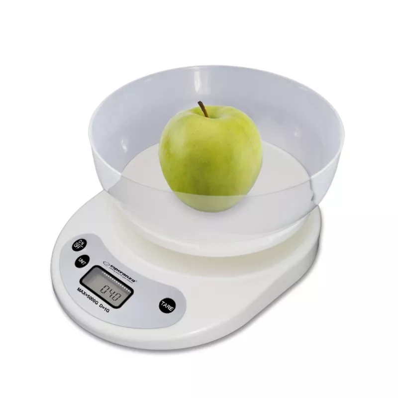 Elektronische Küchenwaage ESPERANZA EKS007 — 5 kg Kapazität, 1 g Genauigkeit, weiß