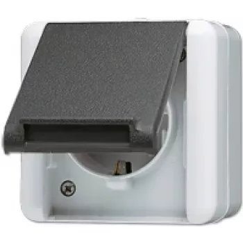 Steckdose CEE 7/3 Jung 820 W — IP44 Thermoplastgehäuse, 250 V 16 A, schwarz/weiß