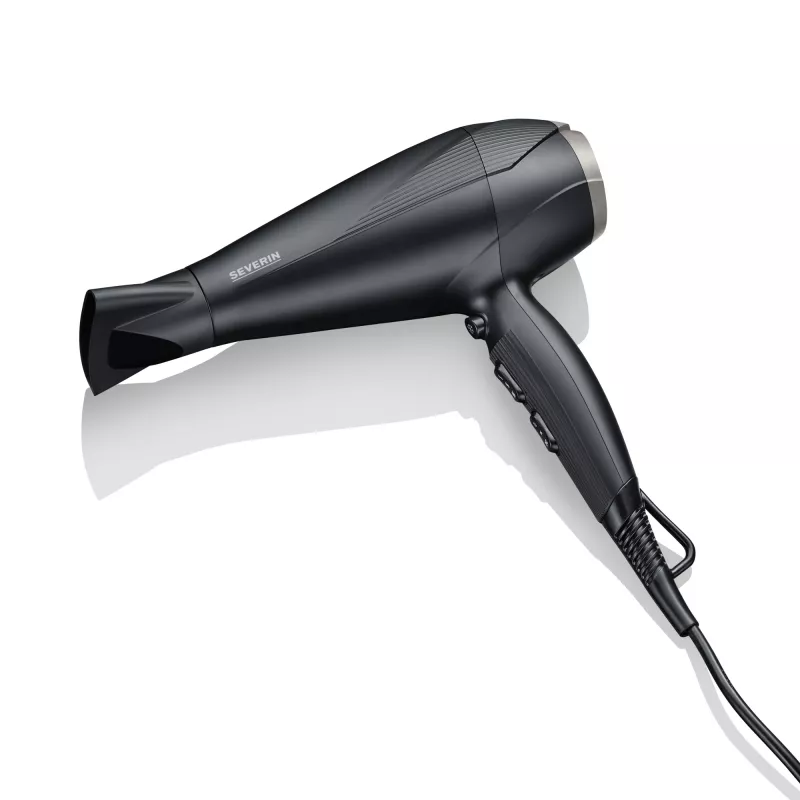 Haartrockner SEVERIN HT0167 Schwarz/Silber, 1600 W, kompaktes faltbares Design