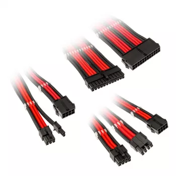 Geflochtenes Kabelverlängerungskit Kolink Core Adept – 20+4pin, 8pin, 4+4pin, 3×6+2pin; Längen 300–350 mm; PET-Mantel; Kupferleiter