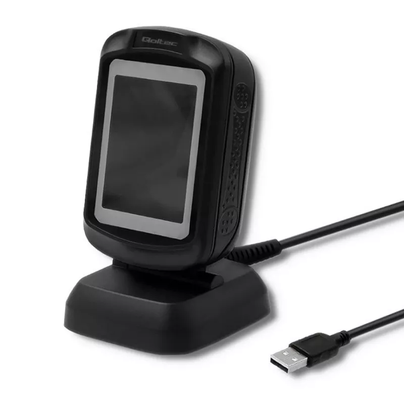 Fester 1D/2D-Barcodeleser QOLTEC 50864, LED-Sensor, USB (kabelgebunden), schwarz, 145×85×80 mm