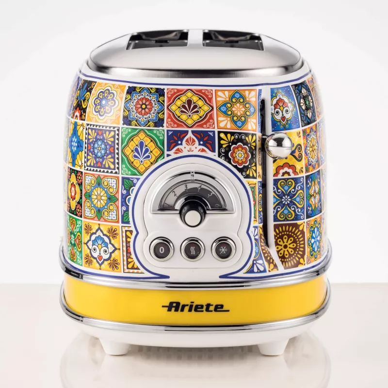 Ariete 155 Toaster Positano, 810 W, 2 Scheiben, 6 Bräunungsstufen, Krümelschublade, Auftaufunktion, automatische Auswurf, ohne Zangen