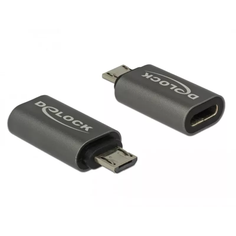 DeLOCK - USB-Adapter - USB-C (W) auf Micro-USB Typ B (M) - USB 3.1 Gen 1 - 2,8 cm - Anthrazit (65927)
