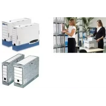 Fellowes Archivbox R-Kive PRIMA, Weiß-Blau (B)150 mm aus 100 % recyceltem Karton, 100 % recycelbar (0027701)