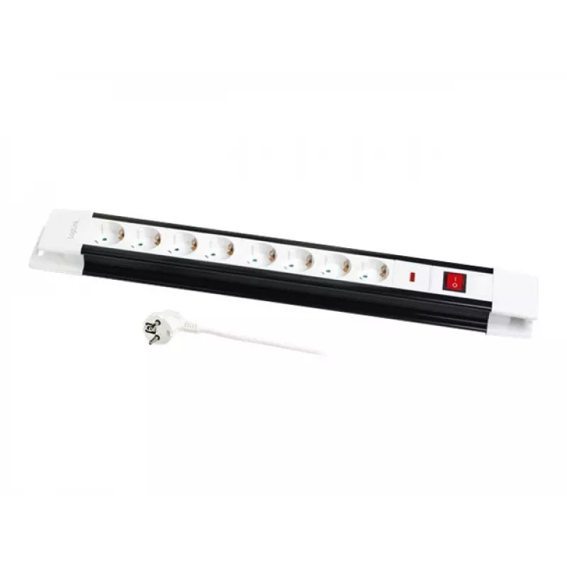 Power Extension LogiLink LPS207 3m 8 AC Outlets Schwarz White