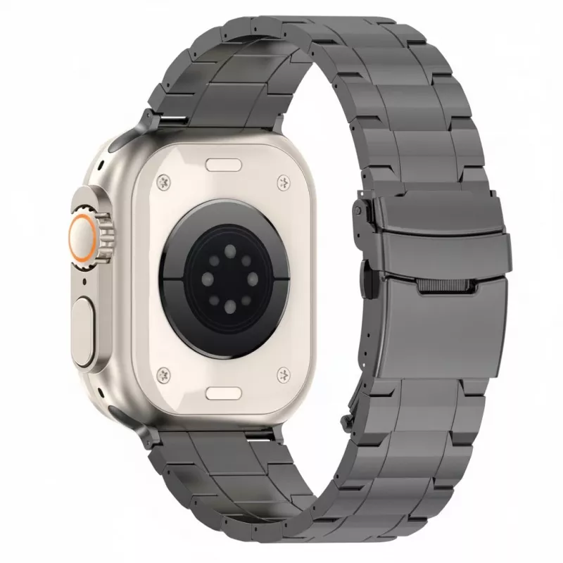 GUAN Premium Armband für Apple Watch, Schwarz/Grau, 44mm, 45mm, 42mm (Serie 1/2/3), 49mm, 46mm, GA-MAG-BNDA-P-BGL