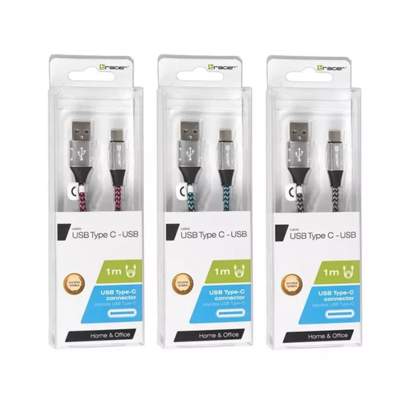 Kabel USB 2.0 Typ-C Stecker - C Stecker 1,0m schwarz-silber