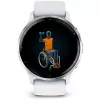 Smartwatch GARMIN Venu 3 – 1,4 Zoll AMOLED, 45 mm Gehäuse, GPS, Wi‑Fi, 8 GB, Silber/Weiß, Silikonarmband