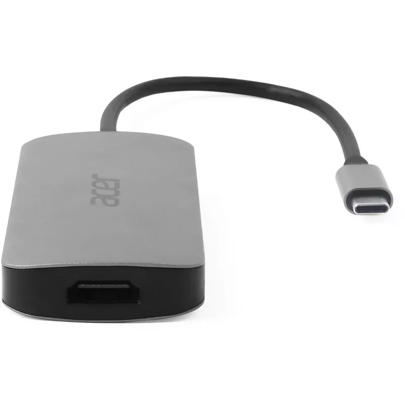7-in-1 USB-C Dongle Acer — USB 3.2 Gen 1 Typ-C, 3x USB-A, HDMI, SD/MicroSD, 100W PD, Silber