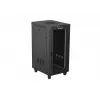 Netzwerkschrank LANBERG 19 Zoll 24HE 600x800 mm schwarz mit Glastür und LCD-Ausschnitt (flach Pack) v2