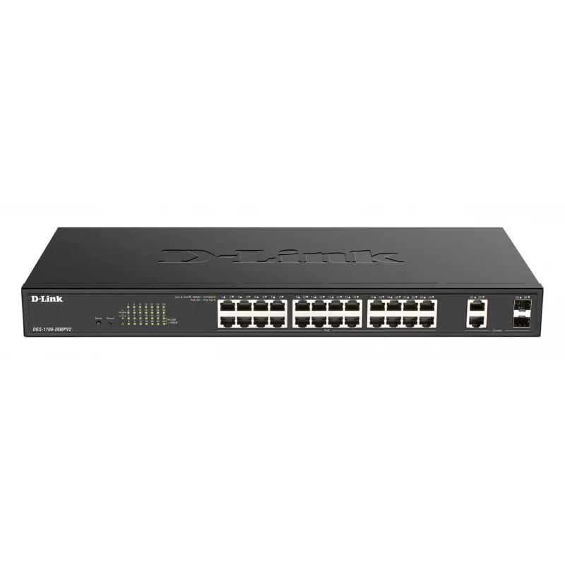 D-Link DGS-1100-26MPV2/E Netzwerk-Switch Managed L2 Gigabit Ethernet (10/100/1000) Power over Ethernet (PoE) Schwarz
