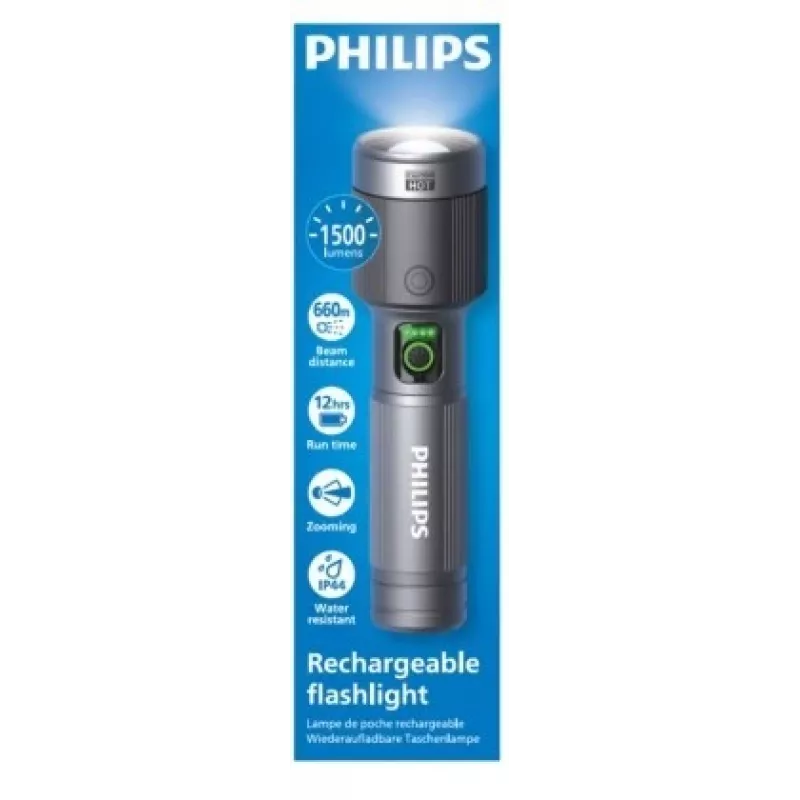Taschenlampe Philips Wiederaufladbar USB-C 1500 lm 2000 mAh