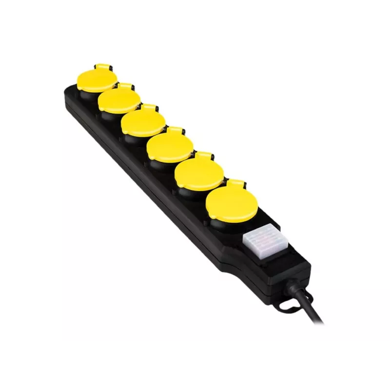 Power Extension LogiLink LPS256 1.5m 6 AC Outlets Outdoor Schwarz Gelb