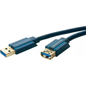 ClickTronic 1,8 m USB 3.0 A/A m/w 1,8 m USB-A-USB-A-Kabel blau, USB-Kabel (70119)