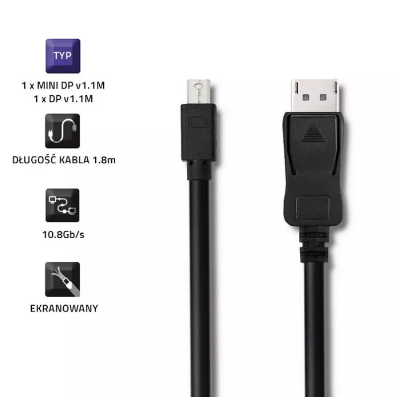 DisplayPort-Kabel Qoltec 50434 1,8 m Mini DisplayPort Schwarz
