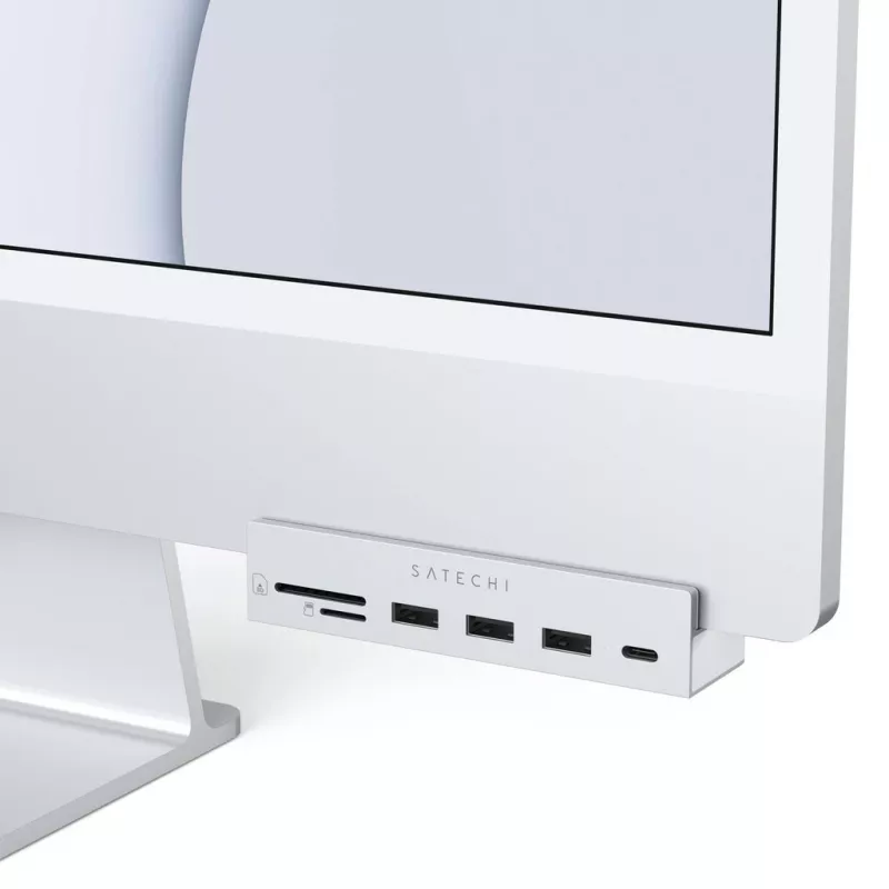 Laptop-Dock / Port-Replikator Satechi ST-UCICHS USB 3.2 Gen 1 Type-C, USB-A-Anschlüsse, SD/MicroSD, Silber