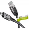 Ethernet-Kabel USB-C 3.2 Gen2 Stecker > RJ-45 Stecker (schwarz/Silber, 5 Meter, geflochtenes Textilmantel)