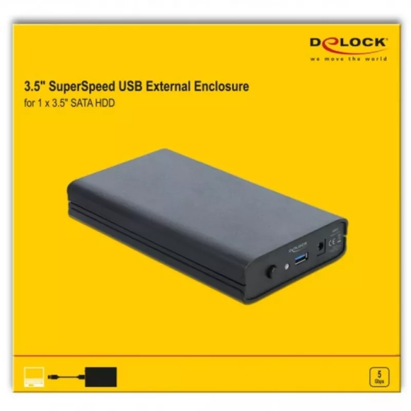 HDD-Gehäuse DeLOCK 42612 Schwarz 3,5 Zoll