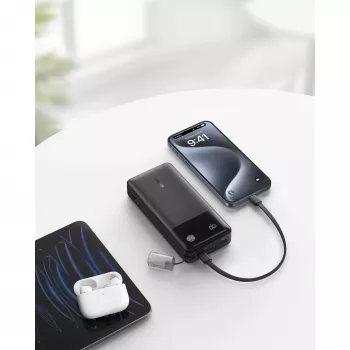 PowerBank mit USB-C-Kabel 20000 mAh 30W Schwarz