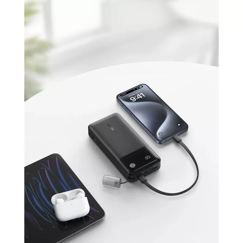 PowerBank mit USB-C-Kabel 20000 mAh 30W Schwarz