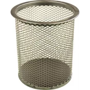helit Pen Cup Mesh H2518100 9x10cm Rund Einzelgang Metall Silber (H2518100)