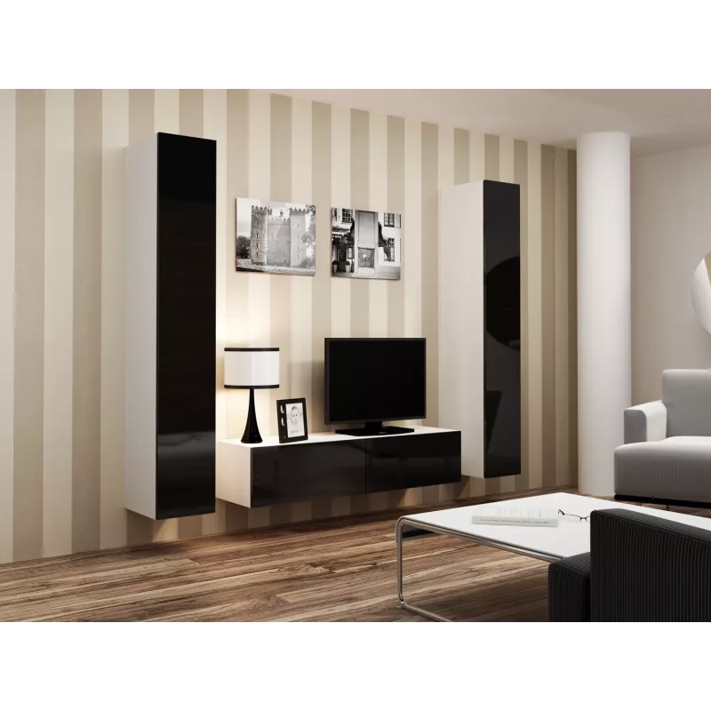 Cama geschlossen Schrank VIGO '180' 180/40/30 weiß/schwarz glänzend