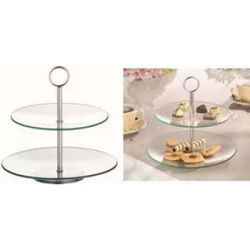 Glaskuchenständer Esmeyer 2-stufiges Design, Modell 199-618, klares Glas