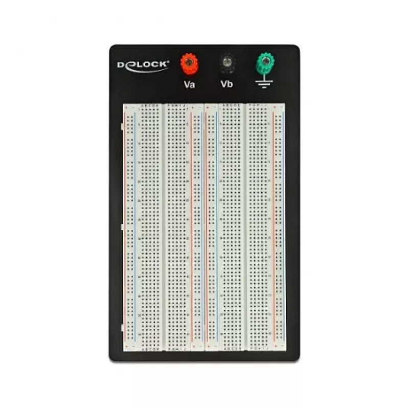 Breadboard DELOCK 18314 — lötfreie Prototypenplatine, Metall/Kunststoff, 109×165×1 mm, schwarz/weiß