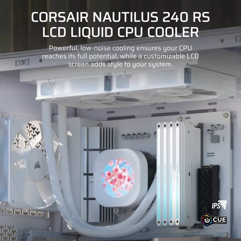 All-in-One-Flüssigkeitskühler Corsair Nautilus 240 RS LCD 12 cm Weiß