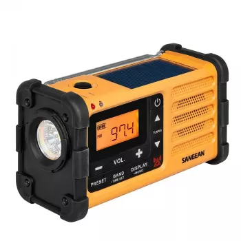 Tragbares Notfallradio Sangean MMR-88 (USB-C) gelb — Kurbel, Solar, Batterie, AM/FM, Wetteralarm