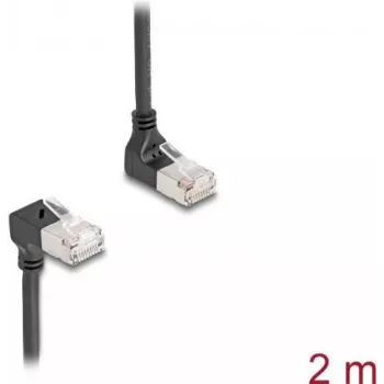 DeLOCK RJ45-Netzwerkkabel Cat.6A S/FTP schlank 90° 2m Schwarz