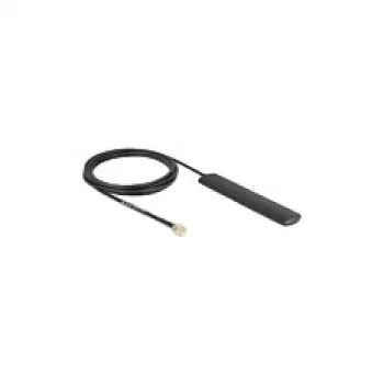 WLAN-Antenne DELOCK 5,8 GHz RP-SMA-Stecker omnidirektional 3 dBi mit 3 m RG-174-Kabel, schwarz, selbstklebend