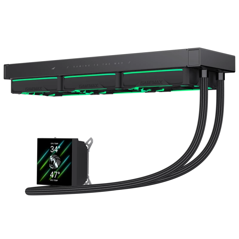 Gamemax | CPU-Flüssigkeitskühler | HAILSTORM 360 LCD | Schwarz