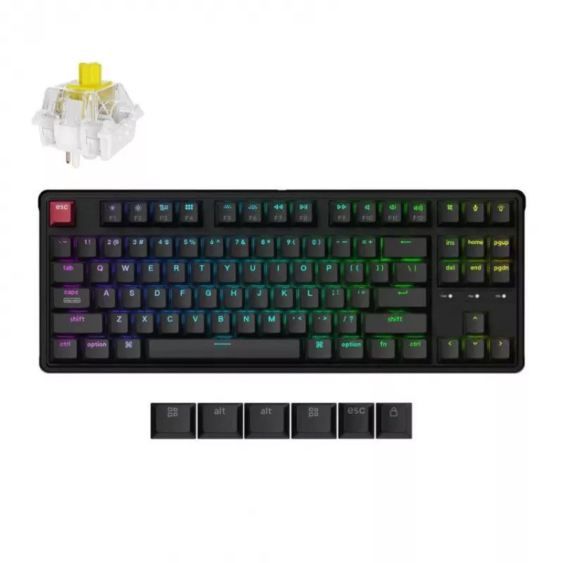 Kabelgebundene mechanische Tastatur Keychron C3PX-H1 RGB, kompaktes Layout, USB-C Kabelverbindung